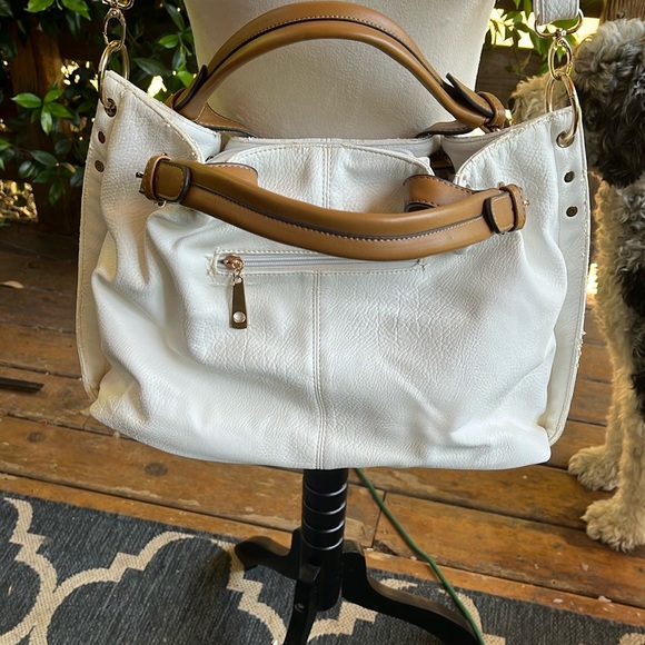 Michael Kors White and Tan Shoulder Bag with Gold Hardware - Picture 9 of 14